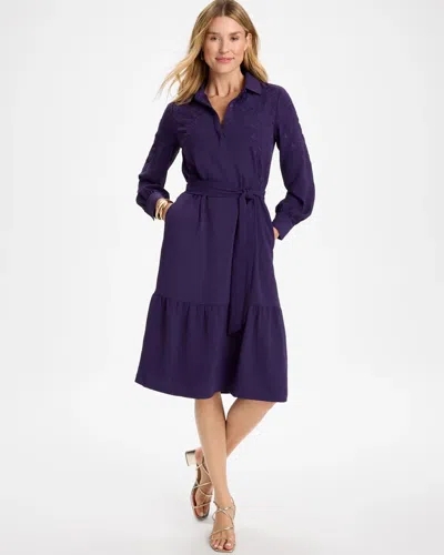 Chico's Lace Applique Knee Length Dress In Harvest Purple