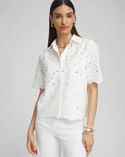 Chico's Lace Button Up Top In White Size 16 |  Black Label