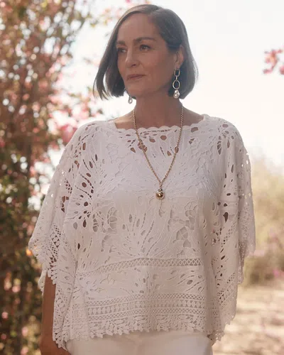 Chico's Lace Crochet Poncho In White Size Large/xl |