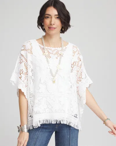 Chico's Lace Crochet Poncho In White
