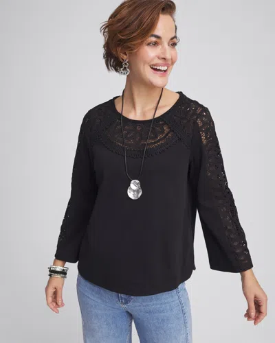 Chico's Lace Cut-out Tee In Black Size 20/22 |