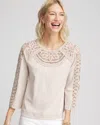 Chico's Lace Cut-out Tee In Neutral Size 20/22 |  In Smokey Taupe