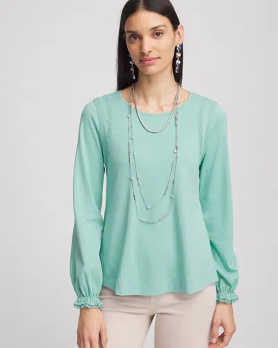 Chico's Lace Trim Top In Aquatic Teal Size 16/18 |