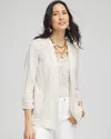 Chico's Lace Linen Cardigan Sweater Top In River Rock Size 20/22 |  In River Rock