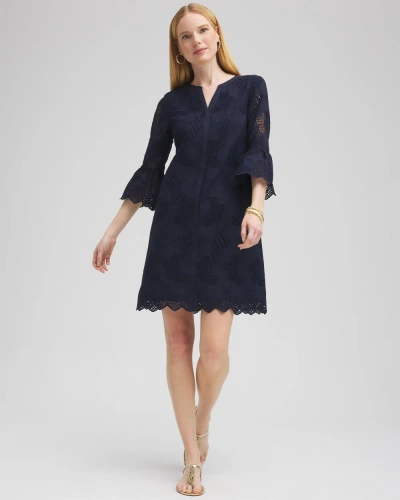 Chico's Lace Shift Dress In Navy Blue Size 4 |