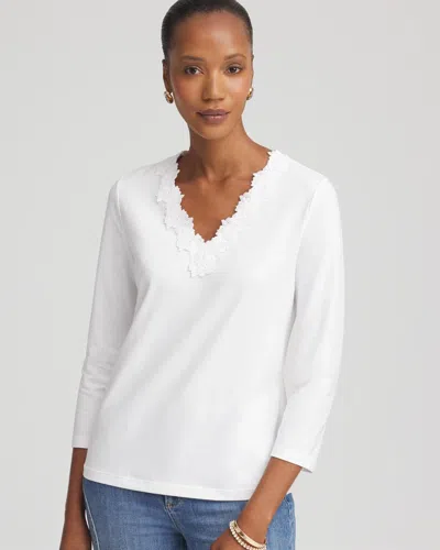 Chico's Lace Stretch-cotton Tee In White