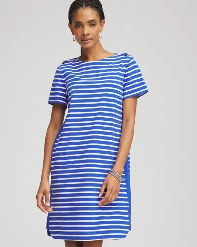Chico's Lace-up Stripe Dress In Rich Cobalt Size 16/18 |  Zenergy Activewear