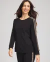 Chico's Lattice-trim Pullover Top In Black In Black