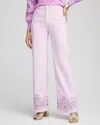 Chico's Lavender Eyelet High-rise Jeans In Purple Size 18 |  In Lt Lavender Skies