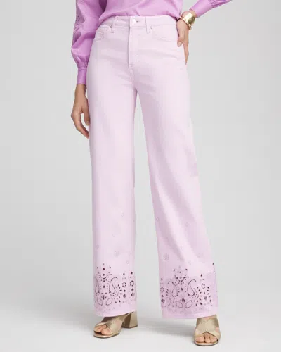 Chico's Lavender Eyelet High-rise Jeans In Purple Size 18 |  In Lt Lavender Skies