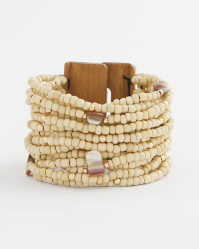 Chico's Layered Bead & Abalone Bracelet In Neutral