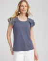 CHICO'S LAYERED CAP SLEEVE TEE IN SOFT SLATE SIZE XL | CHICO'S
