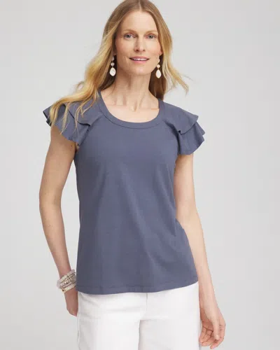 Chico's Layered Cap Sleeve Tee In Soft Slate Size Xxl |