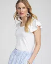 CHICO'S LAYERED CAP SLEEVE TEE IN WHITE SIZE 0/2 | CHICO'S