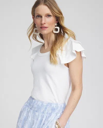 Chico's Layered Cap Sleeve Tee In White Size Xs |