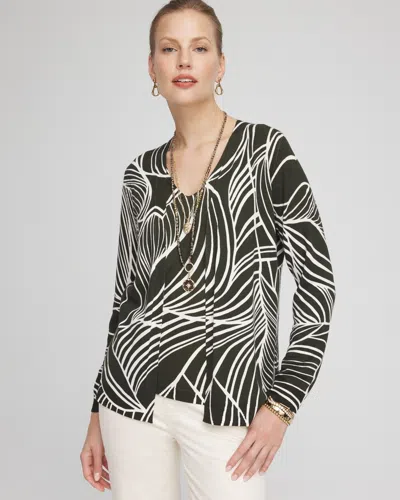 Chico's Leaf Long Sleeve Cardigan Sweater In Green Size 8/10 |  In Primordial Forest
