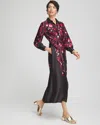 Chico's Leaf Print Shirt Dress In Black Size 8 |  In Black