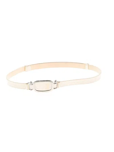 Pre-owned Chico's Leather Belt In Ivory
