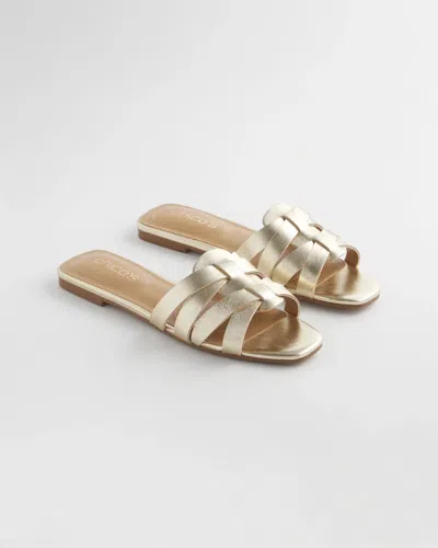 Chico's Leather Cassidy Cross-strap Slide Shoes In Gold
