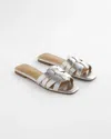 Chico's Leather Cassidy Cross-strap Slide Shoes In Metallic In Silver