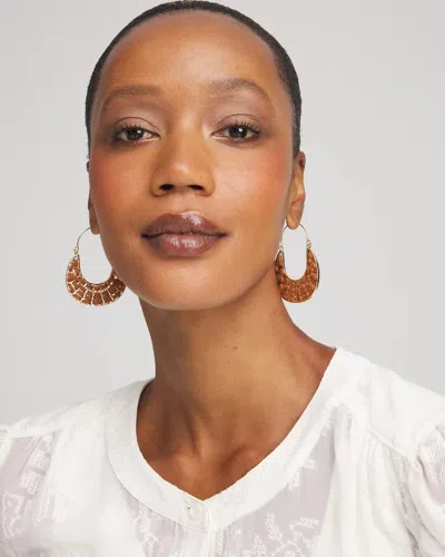 Chico's Leather Half-moon Hoop Earrings In Neutral