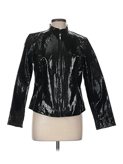 Pre-owned Chico's Leather Jacket In Black
