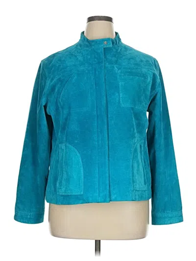 Pre-owned Chico's Leather Jacket In Blue