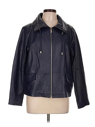 Pre-owned Chico's Leather Jacket In Blue