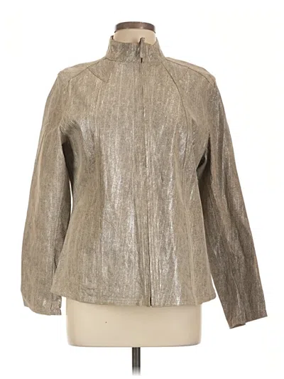Pre-owned Chico's Leather Jacket In Tan