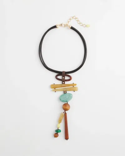 Chico's Leather Y-drop Pendant Necklace In Multi