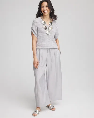 Chico's Lightweight Wide Leg Cropped Pants In Denim In Gray