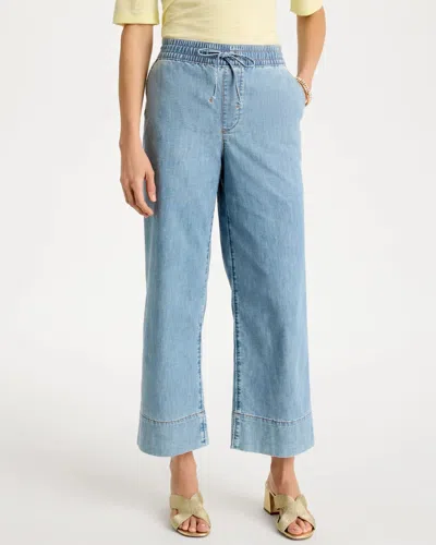 Chico's Lightweight Wide-leg Crop Jeans In Denim In Blue