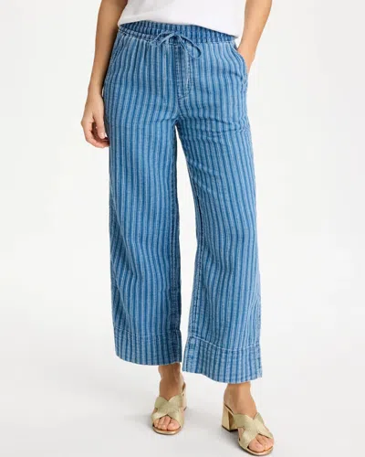 Chico's Lightweight Wide-leg Stripe Cropped Jeans In Blue Stripe