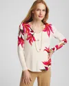 Chico's Lily V-neck Pullover Sweater In Light Neutral Heather Size 16/18 |  In Light Neutral Heather