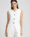 CHICO'S LINEN BUTTON-FRONT SHIRT VEST IN WHITE SIZE MEDIUM | CHICO'S