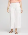Chico's Linen Cargo Wide-leg Cropped Pants In White Size 16/18 |  In Alabaster