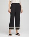Chico's Linen Elastic Waist Cropped Pants In Black Size 18 |  In Black