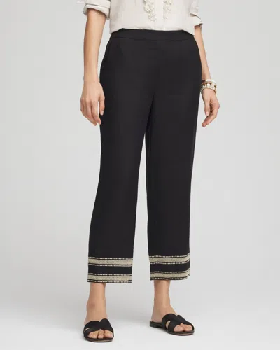 Chico's Linen Elastic Waist Cropped Pants In Black Size 18 |