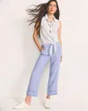 Chico's Linen Pull On Waist Cropped Pants In Blue Size 20/22 |  In Blue