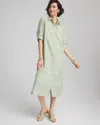 Chico's Petite Linen Embellished Midi Shirt Dress In Moroccan Mint Size 4p/6p |  In Moroccan Mint