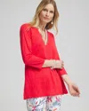 Chico's Linen Embellished Tunic Top In Size 12/14 |  In Watermelon Punch