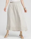 Chico's Linen Embroidered Scallop Hem Skirt In Tan Size 16/18 |  In Beige