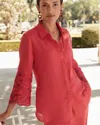 CHICO'S LINEN EYELET SLEEVE SHIRT IN WATERMELON PUNCH SIZE 16/18 | CHICO'S