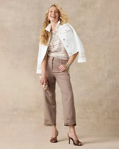 Chico's Linen Fly Front Pants In Topaz Smoke