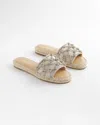 Chico's Linen Knotted Espadrille Slides In Metallic In Silver