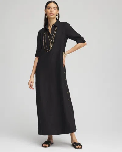 Chico's Linen Maxi Shirtdress In Black Size 20/22 |