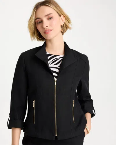 Chico's Linen Moto Jacket In Black