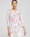 Chico's Linen Nautical Embellished Tunic Top In Red Size 12/14 |  In Watermelon Punch