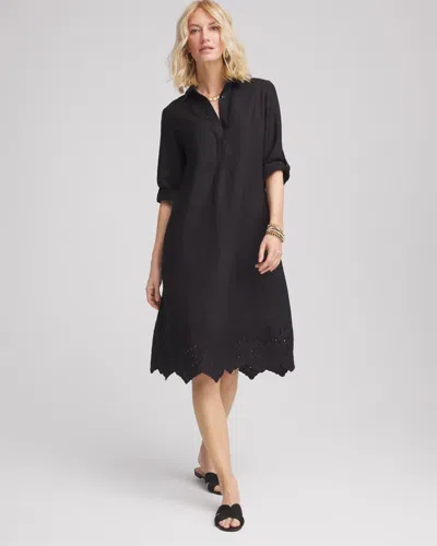 Chico's Linen Popover Dress In Black