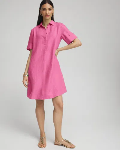 Chico's Linen Popover Shirt Dress In Delightful Pink Size 20/22 |